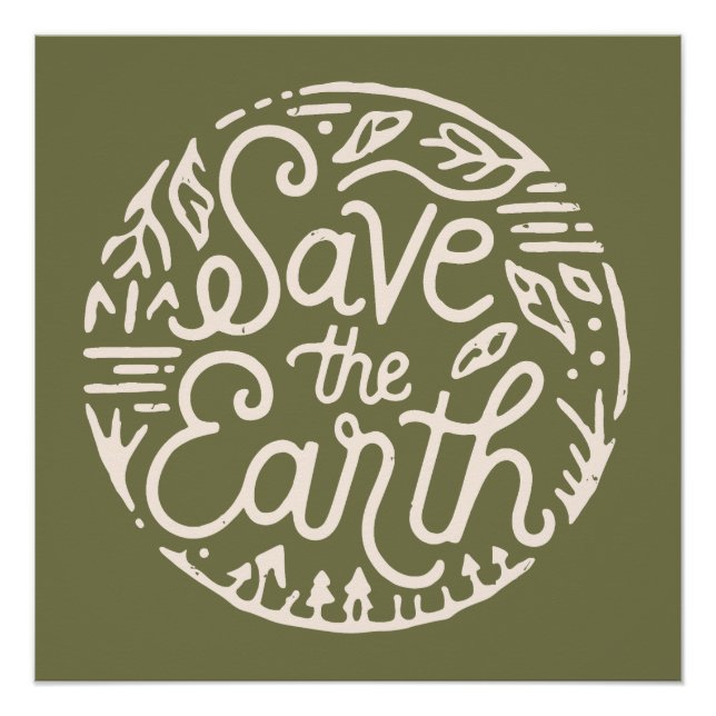 Poster Sauvez le devenez écolo rétroactif de la terre (Devant)