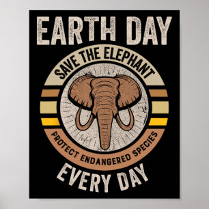 Poster Sauvez Le Jour des terres Éléphant Protégez L'Ani