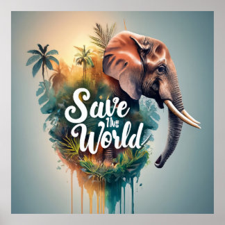 Poster Sauvez le monde, espèces animales menacées