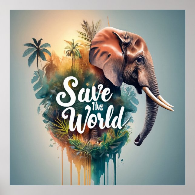 Poster Sauvez le monde, espèces animales menacées (Devant)