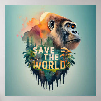 Poster Sauvez le monde, espèces animales menacées