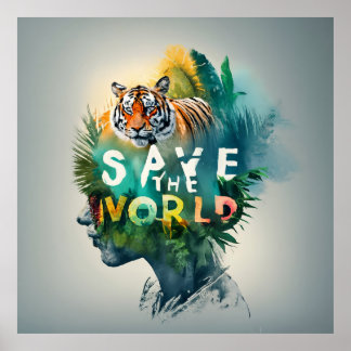 Poster Sauvez le monde, espèces animales menacées