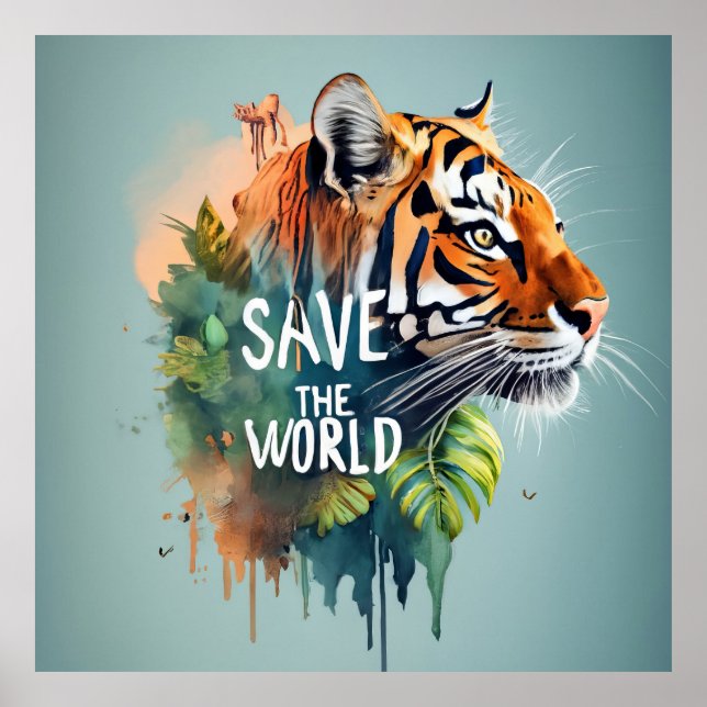 Poster Sauvez le monde, espèces animales menacées (Devant)