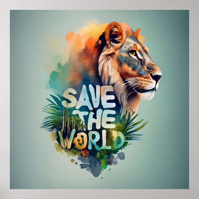 Poster Sauvez le monde, espèces animales menacées (Devant)