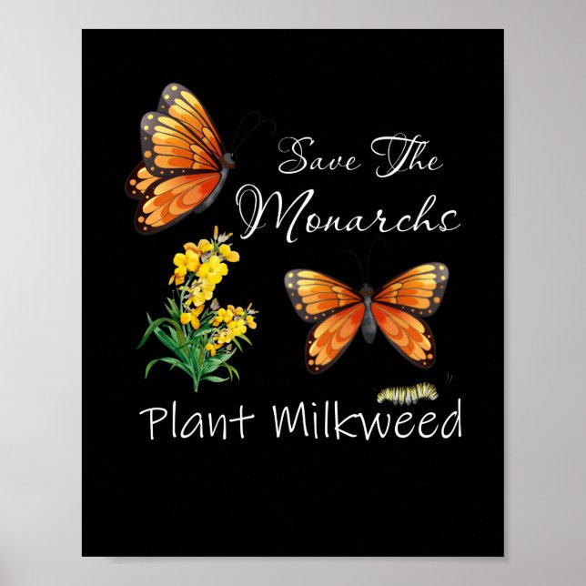 Poster Sauvez Le Plante Des Monarques Un Papillon De Lait (Devant)