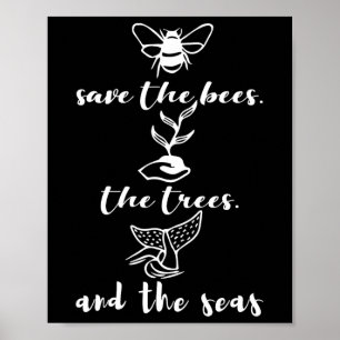 Poster Sauvez Les Abeilles Arbres Et Mer Jour De l'enviro