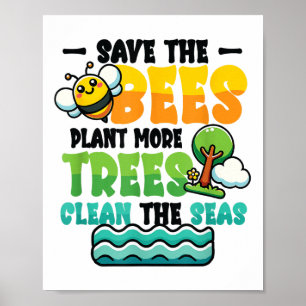 Poster Sauvez les abeilles Plantes Arbres Mer propres De