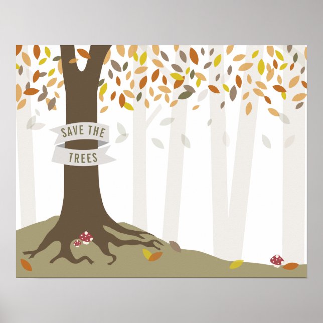 Poster Sauvez les arbres Automne Automne Forêt forestière (Devant)