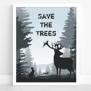 Poster Sauvez Les Arbres Forêts Animaux Environnement