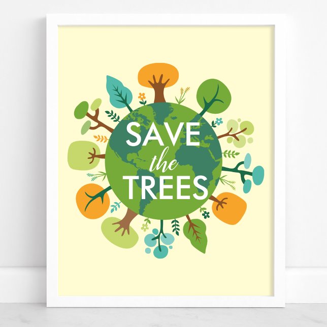 Poster Sauvez les arbres Planète Terre Environnement Éco (Créateur téléchargé)