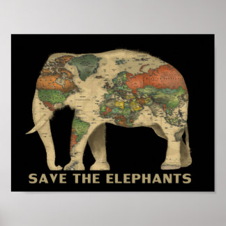 Poster Sauvez les éléphants