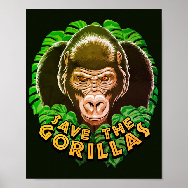 Poster Sauvez Les Gorillas - Citation De Sensibilisation  (Devant)