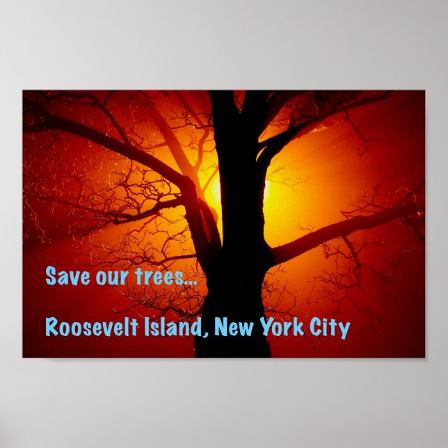 Poster Sauvez nos arbres, Roosevelt Island, New York (Devant)