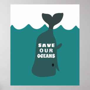 Poster Sauvez nos océans Baleine d'Art De l'environnement