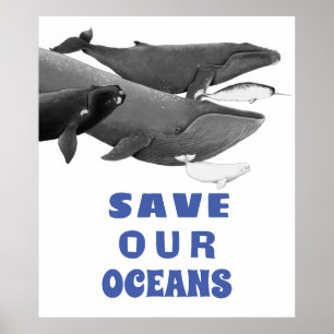 Poster Sauvez nos océans Baleine d'art De l'environnement
