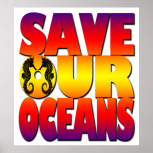 Poster Sauvez nos océans-Seahorse