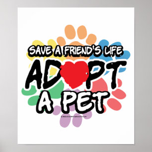 Poster Sauvez un ami adoptent un animal familier