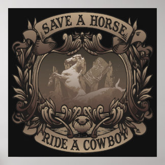 Poster Sauvez Un Cheval...Promenez Un Cowboy !