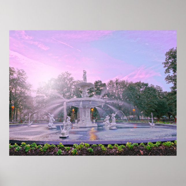 Poster Savannah Georgia Forsyth Park Fontaine (Devant)