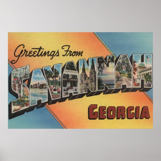 Poster Savannah, Géorgie - Scènes de grandes lettres (Devant)