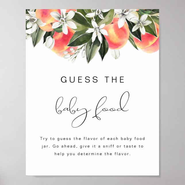 Poster SAVANNAH Peach Guess the Baby Food Baby shower (Devant)