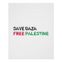 Save Gaza Free Palestine noir rouge blanc
