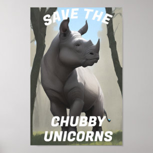 Poster Save The Chubby Unicorns" Funny
