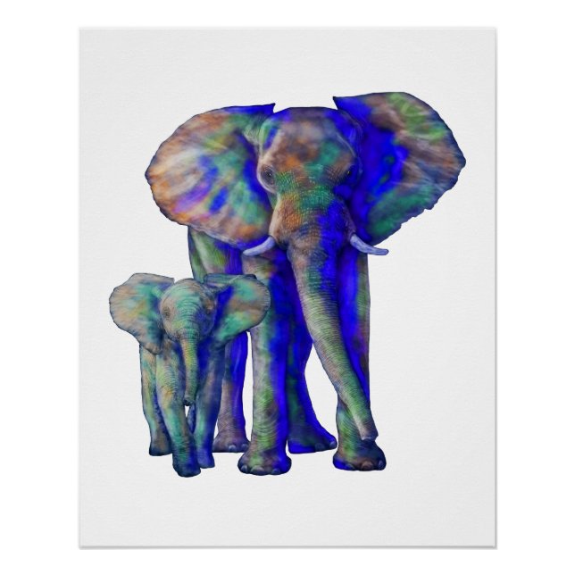 Poster Save the Elephants Art Amoureux des animaux Mama a (Devant)