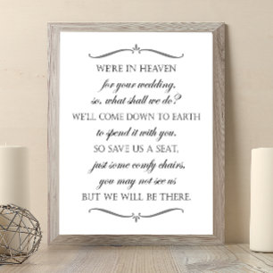 Poster Save Us A Seat Elegant Wedding Memorial Chairs