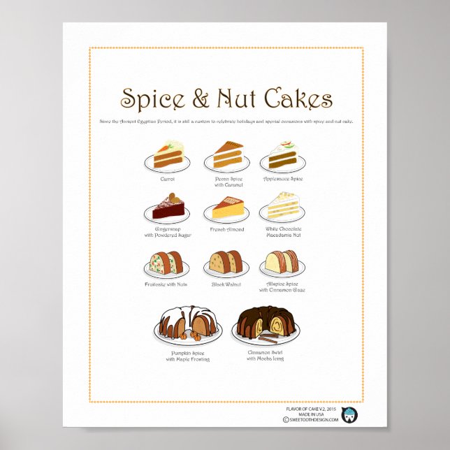 Poster Saveur de gâteaux, épices et noix, 8X10 (Devant)