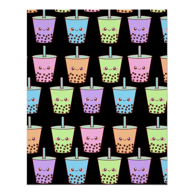 Poster Saveurs de thé au lait Boba (Devant)