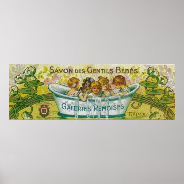 Poster Savon Des Gentils Étiquette de savon Bebes (Devant)