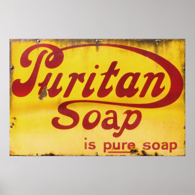 Poster Savon Puritan, Panneau Enamel Vintage. (Devant)