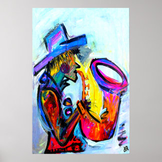 Poster sax et abstrait 24x36