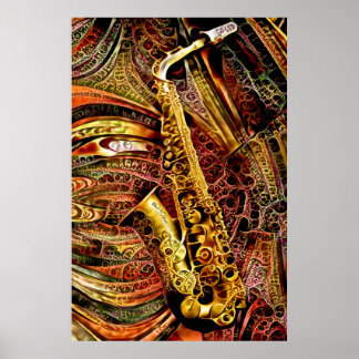Poster Saxophon ornemental