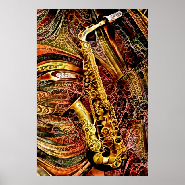 Poster Saxophon ornemental (Devant)