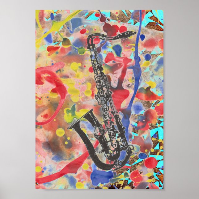 Poster Saxophone Abstrait (Devant)