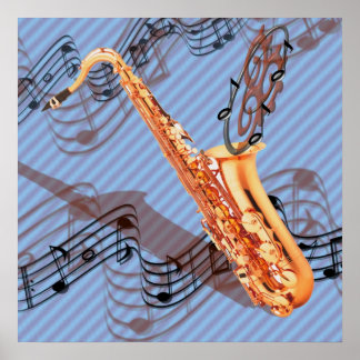 Poster saxophone Abstrait