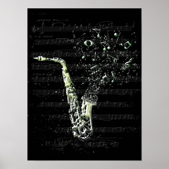 Poster saxophone noir (Devant)