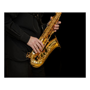 Poster Saxophone Player mains Saxophoniste jouant jazz P