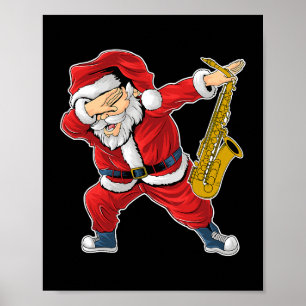 Poster Saxophoniste Santa Claus Saxophone Jazz and Blues