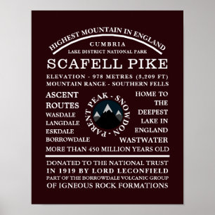 Poster Scafell Pike, Information sur l'expédition en mont