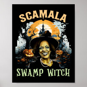 Poster Scamala Kamala Harris Hallowe sorcière de marais n