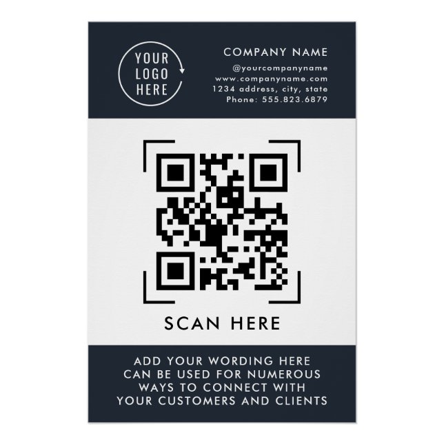 Poster Scan de code QR | Logo professionnel de l'entrepri (Devant)