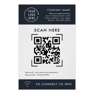 Poster Scan de code QR Wifi   Logo d'entreprise sans cont