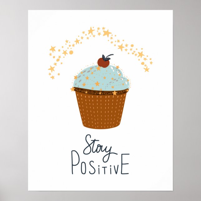Poster Scandi cupcake moderne rester une pépinière positi (Devant)