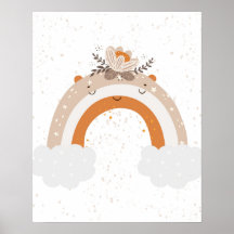 Scandi moderne joli arc-en-ciel avec fleurs Nurser