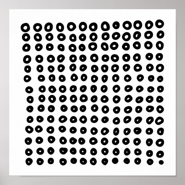 Poster Scandinave Noir Blanc Abstrait Cercle Rows Art (Devant)
