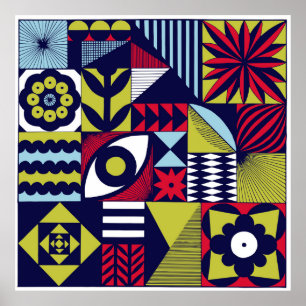 Poster Scandinavian or retro style graphic pattern. Hand-