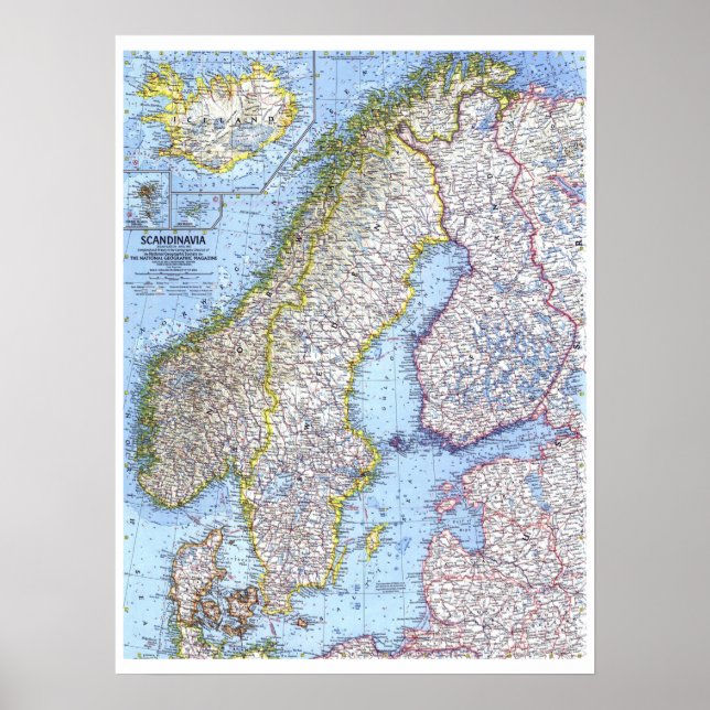 Poster " Scandinavie : Carte de 1963 ... (Devant)